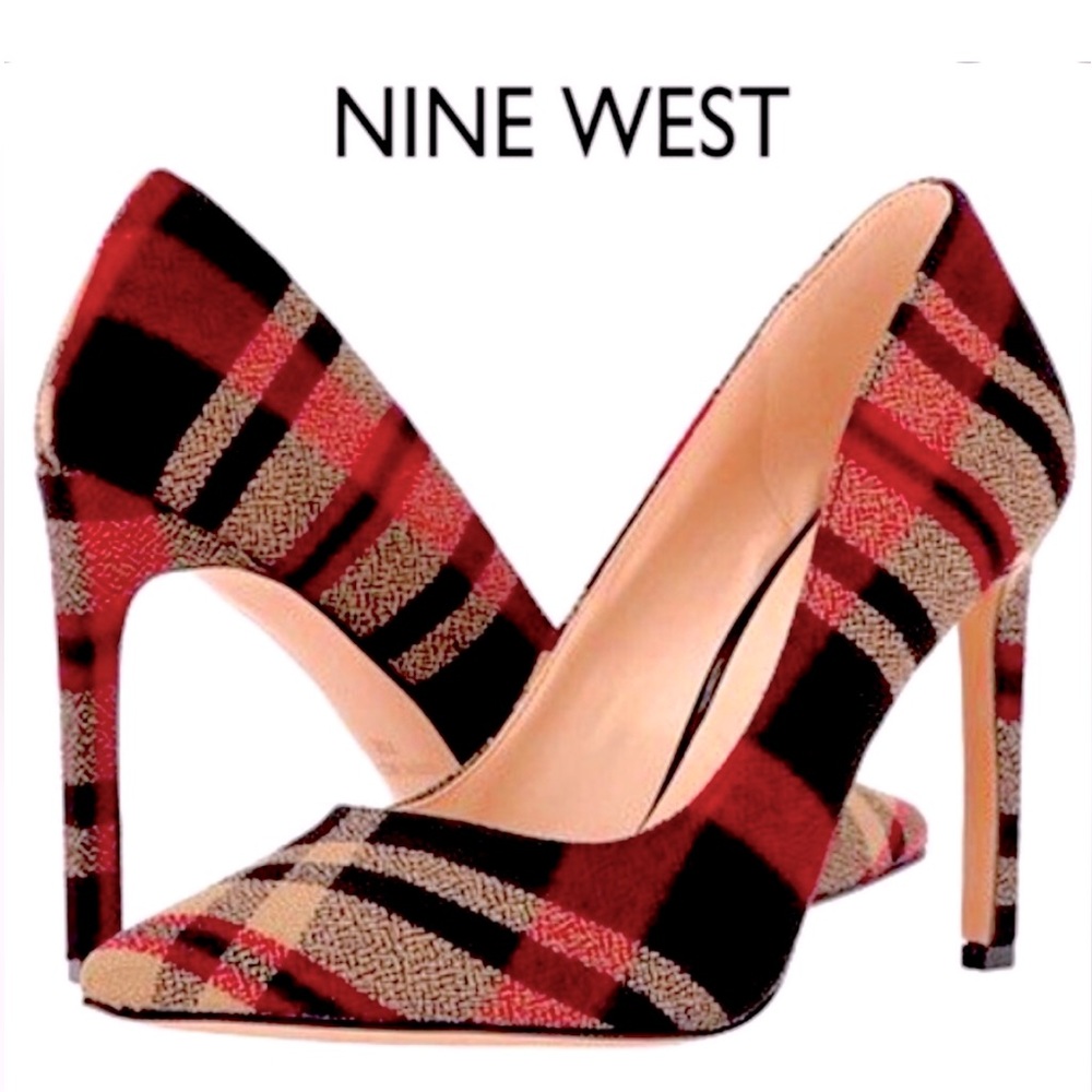 NINE WEST TATIANA PLAID HEELS SIZE 7M